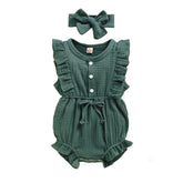 Lace Sleeve Double-Sided Ruffled Triangle Romper